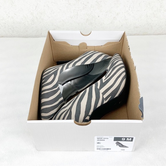 Worthington Zito Tan Zebra Print Heels Pointed Toe - Picture 11 of 12